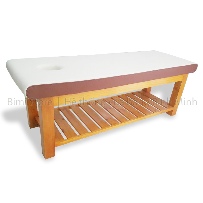 giường massage gỗ thông một mảnh khoét lỗ bm 01gt